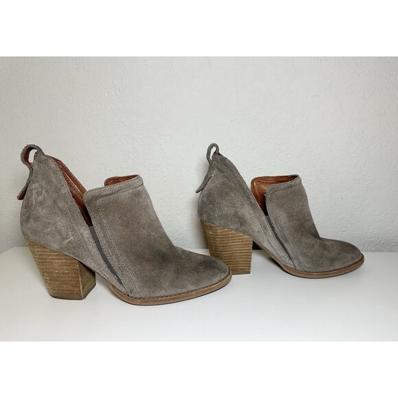 JEFFREY CAMPBELL Women Rosalee Gray Suede Ankle Boots Block Heel Boho Slip On 8 - Picture 4 of 14